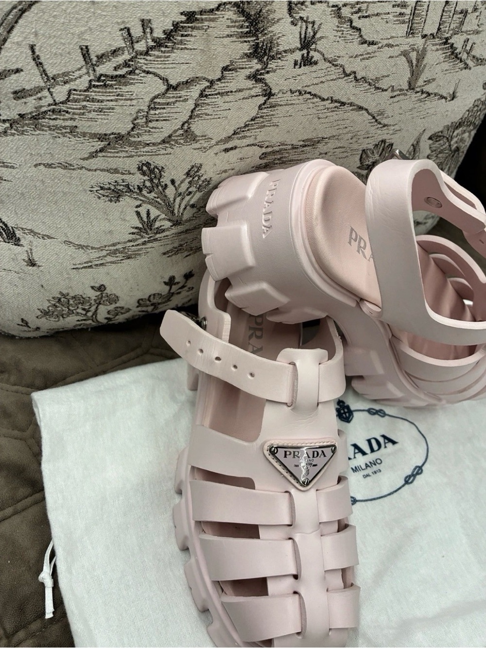 Prada Pastel Pink Caged Platform Sandals - Picture 2 of 5